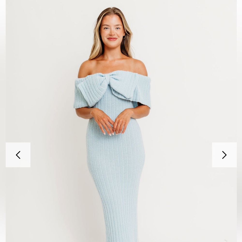 Aston Bow Front Maxi Sweater Dress in Ice Metal
